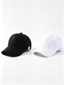1件中性休閒卡其色棒球帽，附笑臉貼布，可調節，適合戶外旅行 - 彩色 - 查看 6