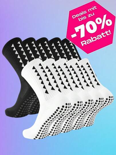 10 Pairs Men's Football Socks, Anti-Slip Grip Pads, Suitable For Football, Basketball And Other Sports, Socks With Anti-Slip Pads