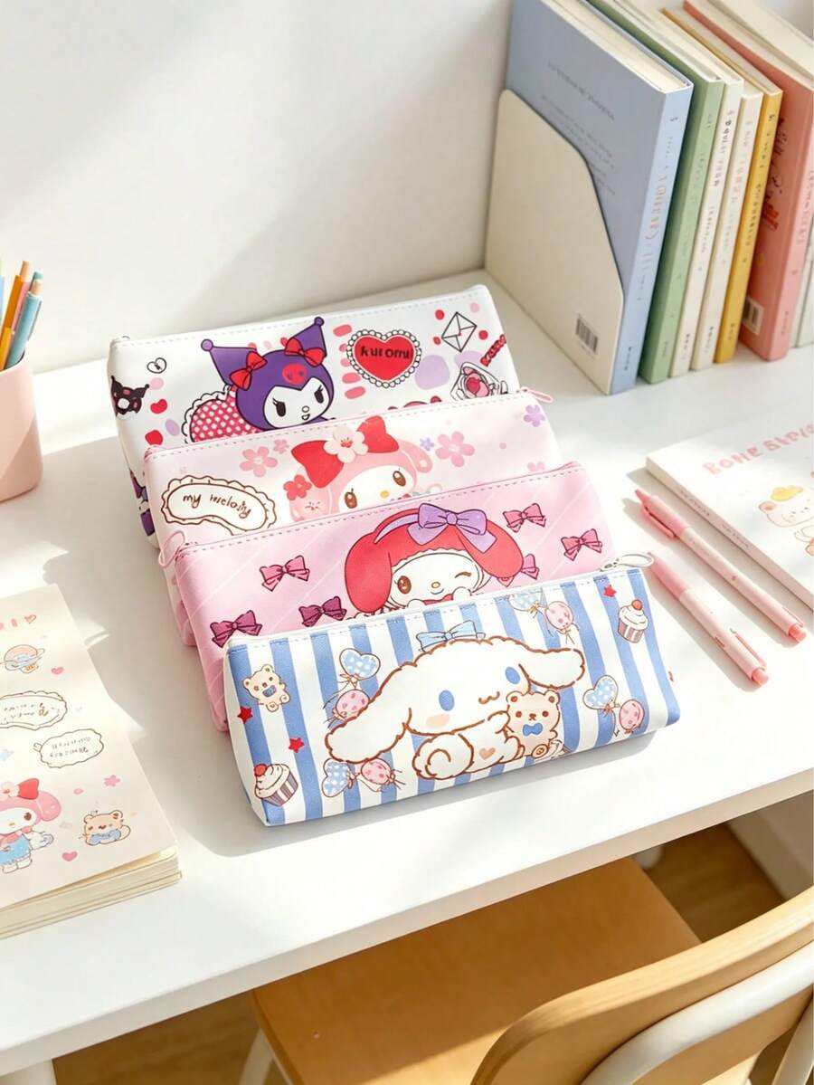SANRIO 1件裝時尚三麗鷗主題鉛筆盒(可選 Kuromi、My Melody 或 Cinnamoroll),防水 PU 卡通文具收納盒,大容量收納整理盒,適合節日派對禮物 - 多色 - 查看 1