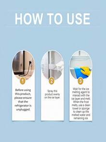 jakehoe 1pc/120ml Refrigerator Defrosting Spray, Deicing Agent For Home Refrigerators, Freezers, Commercial Coolers, Air Conditioners, Outdoor Pipes, And Metal Surfaces To Solve Issues Of Excessive Frost And Difficult To Open Drawers - Liquid - View 4