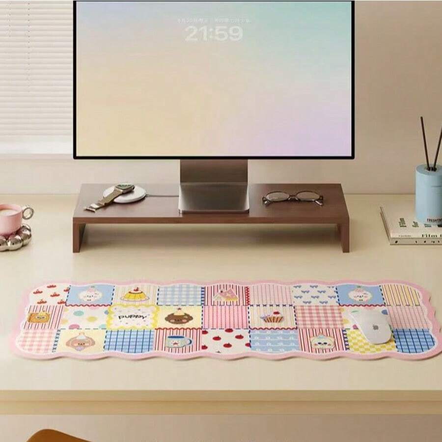 Sweetheart Puzzle Cute Girl Workstation Computer Desk Mat, Highly Attractive Student Desktop Wallpaper Extra Large Mouse Pad, Graduation Season Back To School Gift
