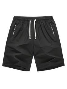 [Men's Shorts]Men's Outdoor Sports Shorts With Drawstring Waist And Multiple Pockets, Comfortable To Wear Black - Black - View 9