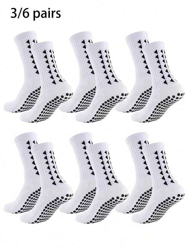 13/6 Pairs Neutral Polka Dot Non-Slip Football Socks, Breathable & Durable, Running Yoga Fitness Sports Socks, Men's Sports Socks, Black Sports Socks, White Sports Socks, Men's Non-Slip Rubber Sole Football Socks, Football Basketball Running Socks