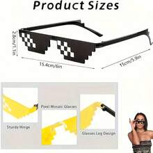 Pixel Mosaic Funny Party Glasses, PVC One-Piece Cut Lightweight Pressure-Free Nose Design, Retro Viral Funny Eyeglasses, Theme Party Birthday Wedding Gathering Photo Props, Fun Quirky Costume Accessories, Multiple Options Available Holiday Atmosphere Decorative Gift - A - View 4