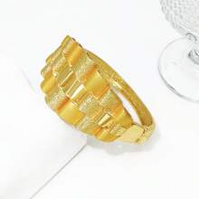 Conjunto de Joias Elegante de Alta Qualidade para Mulheres, Colar Grande, Pulseira, Anel, Brincos, Acessórios para Casamento, Banquete e Festa, Presente de Feriado, Uso Diário - Dourado - Visão 10