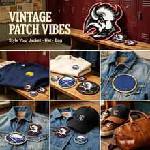 1pc Retro Animal Bison Embroidered Iron-On Patch, American College Style DIY Sewing Applique For Denim Jacket Jeans Backpack Hat Sneakers, Vintage Streetwear Clothing Repair Decorative Accessory - Multicolor - View 6