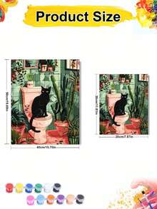 Black Cat And Succulents In Bathroom DIY Digital Oil Painting, Adult Home Decor Holiday Gift - Sets - View 5