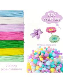 Tallos de chenilla suaves y flexibles con pompones, limpiapipas de colores mezclados para manualidades DIY, diseñados para uso artístico profesional - Serie Amarilla - Ver 15