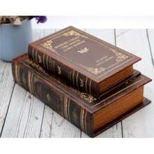 1pc Wooden English Literary Book-Shaped Desktop Decor, Storage Box, Jewelry Box, Hidden Secret Compartment For Jewelry, Keepsakes And Gifts - A - View 1