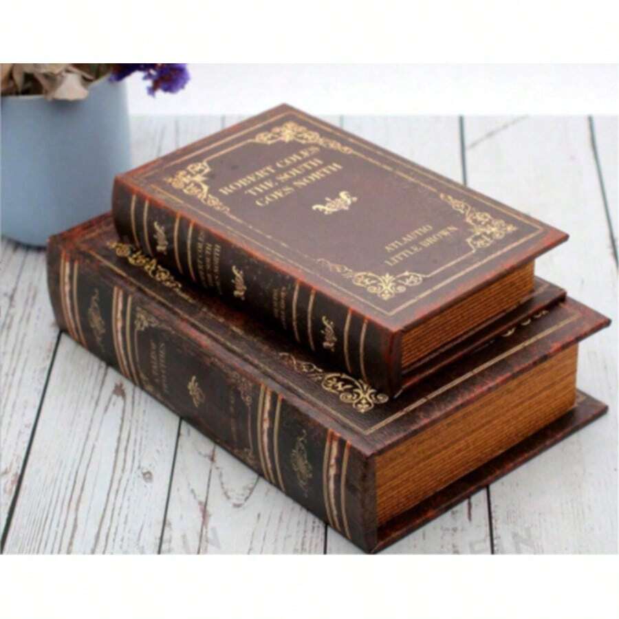 1pc Wooden English Literary Book-Shaped Desktop Decor, Storage Box, Jewelry Box, Hidden Secret Compartment For Jewelry, Keepsakes And Gifts - A - View 1