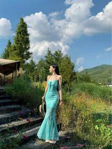 Women Short Dresses - Green - View 4