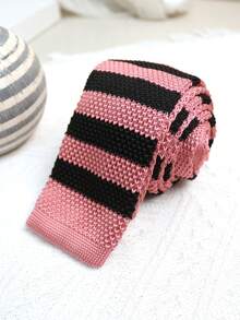 1pc Knitted Striped Handmade Tie, Suitable For Casual, Street, Business, Party, Gift, Daily, Wedding - Multicolor - View 6