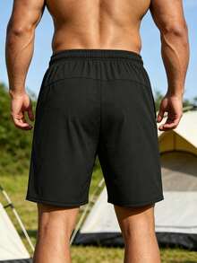 [Men's Shorts]Men's Outdoor Sports Shorts With Drawstring Waist And Multiple Pockets, Comfortable To Wear Black - Black - View 5
