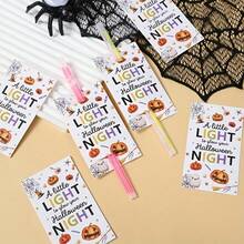 48 pièces Cartes de décoration de bâtons lumineux scellées pour Halloween, motif fantôme blanc & citrouille, décoration de maison pour Halloween, décoration de fête d'Halloween, cadeaux de fête, fournitures de fête d'Halloween (bâtons lumineux non inclus) - Voir 6