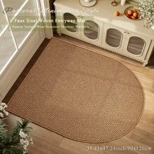1 pièce Paillasson semi-circulaire à motif ananas (matériau faux sisal), lavable, antidérapant, convient pour la porte d'entrée/porte arrière, la chambre, le salon, la salle à manger, l'entrée du bureau, nouvelle arrivée, doux et confortable, utilisation toute saison, décoration de maison personnalisée, cadeau de pendaison de crémaillère, fournitures de fête - Demi-cercle de couleur A - Voir 9