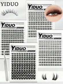 YIDUO DIY Single Cluster False Eyelashes, Rabbit Fairy Style Lightweight Natural Look, 4 Styles D Curl Cluster Lashes, Mixed Length Reusable Faux Mink Hair Eyelash Extensions, Suitable For Bridal, Prom, Daily, Party Makeup, Beginner Friendly - D - View 2