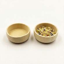 2pcs Solid Wood Round Hamster Feeding Bowl, Small Pet Multi-Functional Snack & Seed Dish, Suitable For Hamsters And Gerbils, Cage Decoration Feeding Accessory - View 4