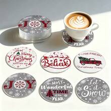 Merry Christmas PET Coasters, Christmas Pattern Design Heat-Insulating Coasters, Hand Washable, Affordable, Suitable For Event And Party Decoration, Table Centerpiece, Halloween, Christmas, Thanksgiving Holiday Decor - PET-325 - View 4