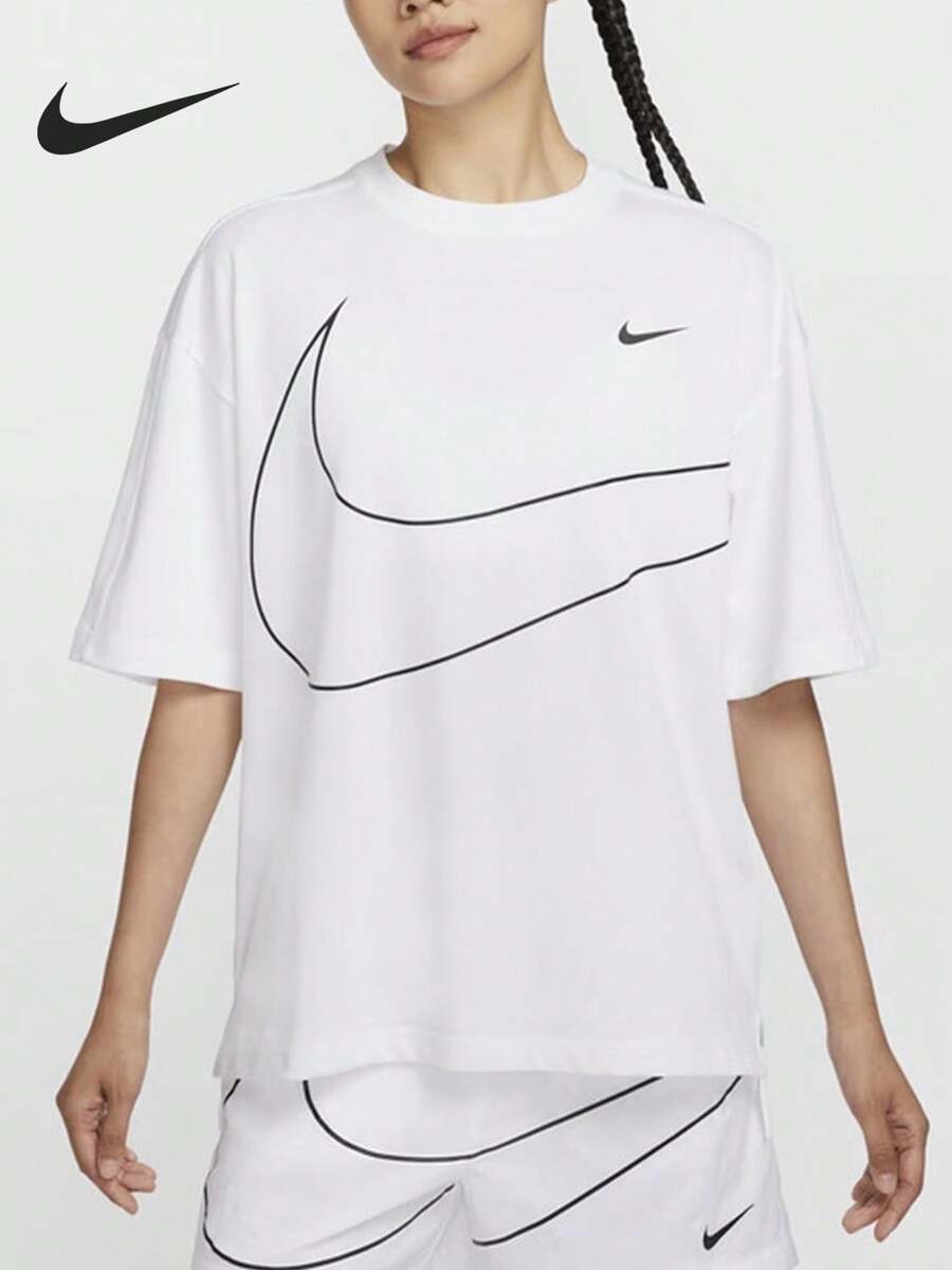 Nike Authentic Autumn New Women's Loose Casual Sports Knit Short Sleeve Tee HQ1581-100 - HQ1581-100 - View 1