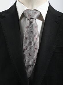 1件裝男士時尚休閒花卉條紋幾何圖案優雅復古領帶，適合商務通勤、約會、日常穿搭與攝影搭配 - 彩色 - 查看 2