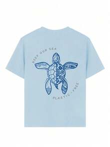 Tween Boy Casual Fun Print Crew Neck Pullover Short Sleeve T-Shirt Summer Top - Baby Blue - View 6