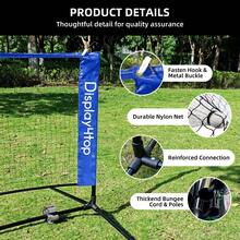 DISPLAY4TOP 3M/4M/5M Adjustable Badminton Net – Portable Tennis Net With Stand & Carry Bag, Quick Setup For Backyard, Pickleball, Volleyball & Family Sports - 3M - View 4