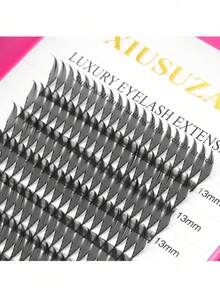 XIUSUZAKI 12-Row Manga Pointed Automatic Fan Pre-Made Grafting Eyelashes, Single-Strand Dense False Eyelashes For Cosplay - View 5