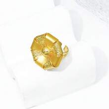 Conjunto de Joias Elegante de Alta Qualidade para Mulheres, Colar Grande, Pulseira, Anel, Brincos, Acessórios para Casamento, Banquete e Festa, Presente de Feriado, Uso Diário - Dourado - Visão 8