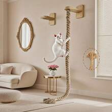 1pc Solid Wood Sisal Wall-Mounted Cat Climbing Rope, Durable Thickened Cat Tree Scratching Post Cup-Shaped Hammock, Sisal Material, Home Pet Supplies, Wall-Mounted Cat Scratching Rope Cat Tree Scratching Post, Cat Tree, Free Cat Gift, Cat Scratching Board, Cat House, Cat Supplies, Cat Climbing Frame, Cat Toy - Multicolor - View 7