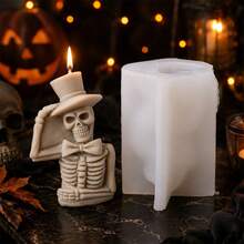 Skeleton Man Silicone Candle Mold Halloween Skull Mold DIY Craft Mold Gothic Horror Resin Wax Mold For Handmade Candle Making Supplies - Skull - View 4