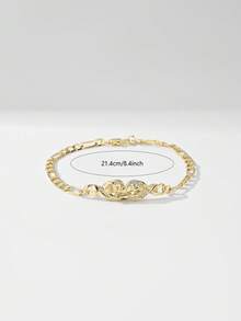 4pcs European & American Style Classic Copper Inlaid Zirconia One-Piece Embossed Vintage Gold Hollow Yuanbao Shape Our Lady Of Guadalupe & 8-Figure St. Jude & Heart Our Lady Of Maria @ 8-Figure Heart St. Jude Bracelet, Suitable For Christmas/Thanksgiving/Halloween/Mother's Day/Valentine's Day Couples/Friends/Fellow Believers Gift, Catholic First Communion, Gift, Daily Holiday Wear & Prayer - Yellow Gold - View 11