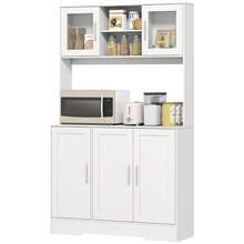 Kitchen Unit, Scandinavian Design, 4 Cupboards, Adjustable Shelves, Glass Doors, Open Worktop, Particleboard, MDF, White - View 9