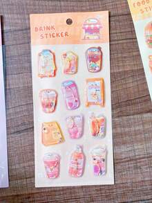 Creative Cartoon 3D Liquid Embossed Stickers, Cute Campus Office Stationery Collage Stickers, Embossed Mixed Cute Stickers - Multicolor - View 6
