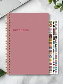 Trees A5 Lined Notebook, 106 Pages Minimalist Daily Planner With Date And Index Page, Quick Start Spiral Notebook, Suitable For Personal Notes, Office Meetings, Office Supplies, Unisex Gift, Back To School Supplies, Office Supplies, Desktop Accessories - Rose - View 4