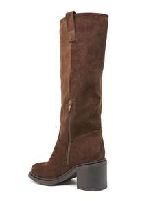 Women's Solid Color Zipper Mid-Calf Boots, Versatile Fashion For Daily Wear - Moka 2523A-1 - View 3