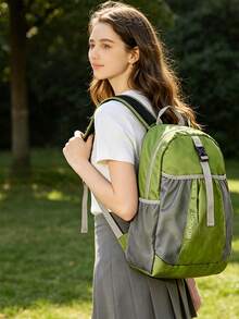 1 buah Ransel Ringan Kapasitas Besar Motif Blok Warna, Tahan Air dan Tahan Aus, Tas Penyimpanan Anti Debu untuk Olahraga dan Perjalanan - MultiWarna - View 13