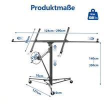 Plasterboard Lifter For Drywall Panels And Ceilings: Max. 68 Kg, Working Height, 60-Degree Tilt, Foldable With 3 Locking Wheels For Easy Transport - 灰色 - 查看 13