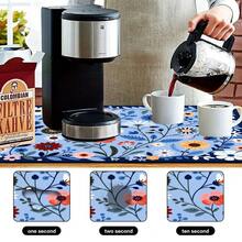 1pc Dish Drying Mat, Coffee Machine Mat, Blue Background With Colorful Floral Print, Absorbent & Draining Mat, Suitable For Dining Table, Cafe And Other Scenes, Quickly Absorbs Excess Water, Keeps Countertop Clean, Adds Fresh And Elegant Visual Effect To Space, Home Gift, Countertop, Dining Table Decor - XYLSD-597 - View 10