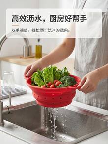 可折疊矽膠濾水籃,耐熱雙手柄,易清洗省空間廚房工具,適用蔬菜水果備料與蒸煮 - 灰色 - 查看 10
