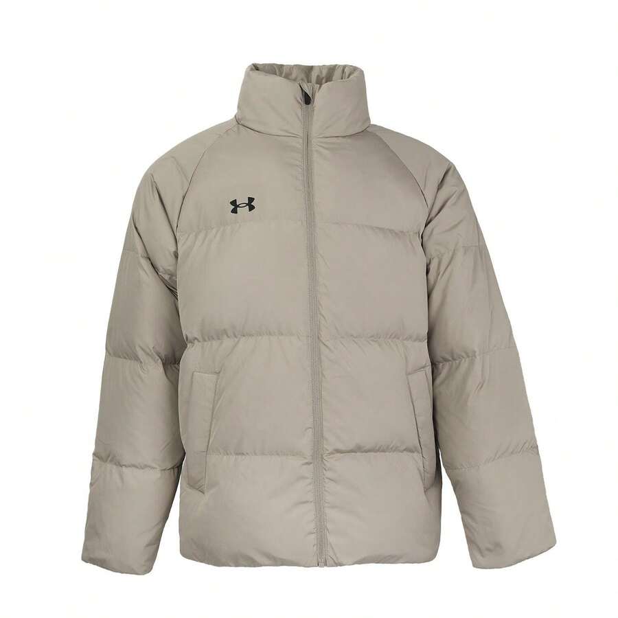 UNDER ARMOUR 中性冬季羽絨外套,防風保暖加厚休閒外套 - 深卡其 - 查看 1