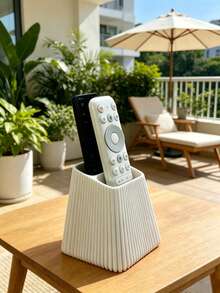 1pc Vertical Remote Control Holder, Remote Control Storage Box, Decorative Storage, Vertical Stripe Design, Easy Access, Suitable For TV, Air Conditioner And Other Home Remote Control Storage, Home Decor, Decorative Ornament, Storage, Dorm Storage, Desktop Organization, Halloween, Wedding - Multiple Styles - View 1