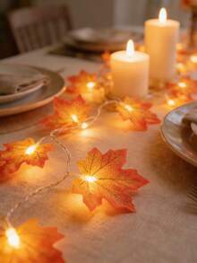 Fall Decorations For Home Maple Leaf Pumpkin Lights LED Battery Operated 3D Maple Leaves Garland String Light For Mantel Porch Indoor Outdoor Halloween Thanksgiving Decor - Multicolor - View 6
