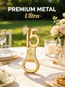 24pcs Gold 15 Inch Bottle Opener Set, Suitable For 15th Birthday Gift, Birthday Party Favor, Anniversary Gift, Wedding Souvenir And Guest Return Gift, Valentine's Day Gift, Kitchen And Bar Supplies, Party Favor - Simple Bottle Opener - View 2