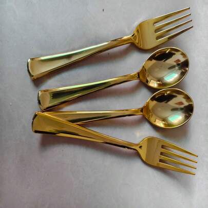 100/50/25/1pc Set, Luxury Gold Cutlery, Ins Style Western Tableware, Fork & Spoon Set, Dessert Spoon, Coffee Spoon, Fruit Fork, Photo Tableware, Nordic Style Home Tableware, Delicate Girly Tableware, Steak Western Fork & Spoon, Atmospheric Tableware, Portable Small Tableware, Highly Attractive Tableware, Luxury Premium Tableware
