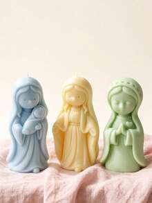 Moule en silicone 3D représentant la Vierge Marie, un adorable dessin animé. Trois styles disponibles : bras ouverts, mains jointes en forme de cœur et tenant l'Enfant Jésus. Lignes douces et arrondies, plis des vêtements nets. Silicone souple pour un démoulage facile. Convient pour la cire de soja, le plâtre, le savon artisanal, la résine cristal, les macarons aux couleurs pastel. Idéal pour la décoration de bureau, les cadeaux rituels, les créations DIY, la décoration intérieure et les stands de marché. - fille en prière - Voir 4