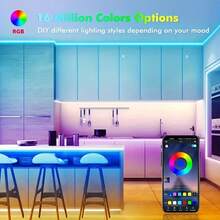 Bedroom RGB LED Light Strip, Application Controlled Multi-Color Lighting, Perfect For Christmas And Home Decoration. The Light Strip Effect Creates A Vibrant Atmosphere, Application Controlled Lighting, USB Connection, TV LED Lights - Multicolor - View 5