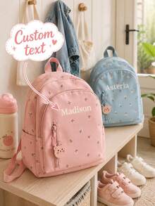 Personalized Backpack With Name, Custom Floral Mini Backpack, Lightweight Shoulder Daypack, Personalized Gift For Women - Multicolor - View 2