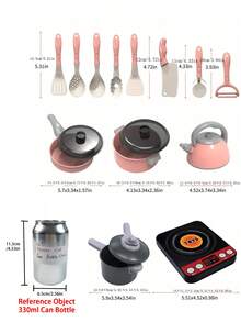 令人愉悦的粉色厨房玩具套装 - 炊具、餐具、食物切玩具、购物篮 - 送给男孩和女孩的完美学习礼物！（电子商务盒包装） - 粉色 - 查看 5