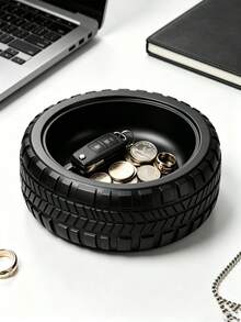 Black And White Off-Road Tire Storage Basket, Creative Realistic Car Tire Storage Tray, Desktop Decoration, Home Living Room Ornament, Key And Coin Storage Dish, Creative Gift For Father, Elders And Friends, Shelf Storage Basket - Multicolor - View 2