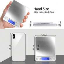 3kg/0.1g Food Scale Precise Grams Kitchen Baking Scale Portable Stainless Steel Surface Easy To Clean Mother's Day Gift - 銀色 - 查看 3
